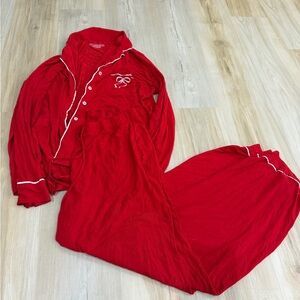 Victoria's Secret Red Pajama Set with White Trim